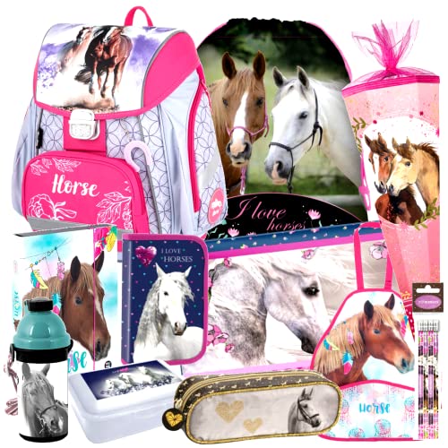 Einhorn Unicorn PFERD PONY HORSE 14 Teile Set SCHULRANZEN mit Sticker-von-Kids4shop Schultüte 85 cm RANZEN TASCHE TORNISTER Blau von kids4shop