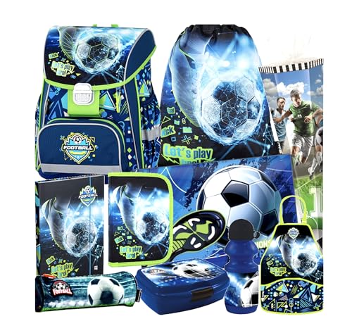 FUSSBALL Football 10 Teile SCHULRANZEN RANZEN Schultüte Tornister Set mit Sticker-von-Kids4shop TASCHE Fußball von kids4shop