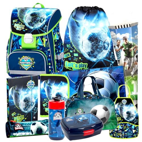 FUSSBALL Football 10 Teile SCHULRANZEN RANZEN Schultüte Tornister Set mit Sticker-von-Kids4shop TASCHE Fußball von kids4shop