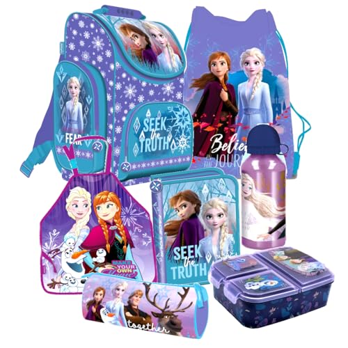 Frozen ELSA Olaf EISKÖNIGIN 7 Teile Set Schulranzen Ranzen Federmappe Tornister mit Sticker-von-Kids4shop von kids4shop