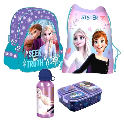Frozen Eiskönigin Elsa Olaf grün 4 Teile Set Rucksack Tasche Kindergarten Kindergartenrucksack mit Sticker-von-Kids4shop von kids4shop