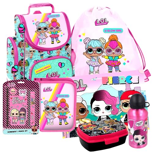 LOL Surprise L.O.L 7 Teile Set SCHULRANZEN Ranzen SCHULRUCKSACK Tasche RUCKSACK mit Sticker-von-Kids4shop von kids4shop