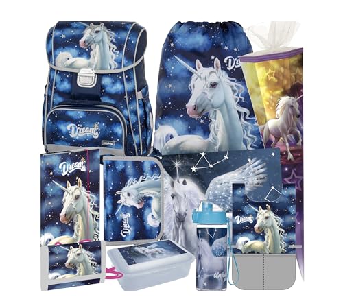 Pferd Horses Pegasus Einhorn Pony blau 10 Teile Schulranzen Ranzen Tornister Set mit Sticker-von-Kids4shop Rucksack Schultüte 85 cm von kids4shop