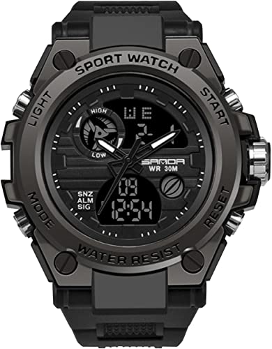 Digitale Armbanduhr für Herren und Damen, 3 ATM, wasserdicht, Armbanduhr, digital, analog, Sport, großes Gesicht, multifunktional, Alarm, Dual Time, LED Licht, Schwarz, Riemen Digitale Armbanduhr für Herren und Damen, 3 ATM, wasserdicht, Armbanduhr, digital, analog, Sport, großes Gesicht, multifunktional, Alarm, Dual Time, LED Licht, Schwarz, Riemen von kieyeeno
