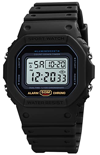 kieyeeno Digitale Sportuhr für Herren, Quarz mit Kunststoff, LED-Armbanduhr, multifunktional, 50 m, wasserdicht, mit Wecker, Stoppuhr, im Freien, Schwarz kieyeeno Digitale Sportuhr für Herren, Quarz mit Kunststoff, LED-Armbanduhr, multifunktional, 50 m, wasserdicht, mit Wecker, Stoppuhr, im Freien, Schwarz von kieyeeno