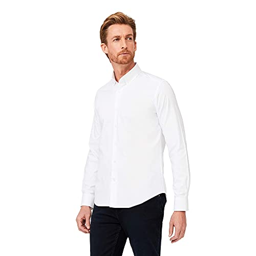 kiğili KIGILI Herren Slim Fit Business Freizeithemd Langarm Oxford Aus Türkischer Baumwolle-Weiß-XXL von kiğili