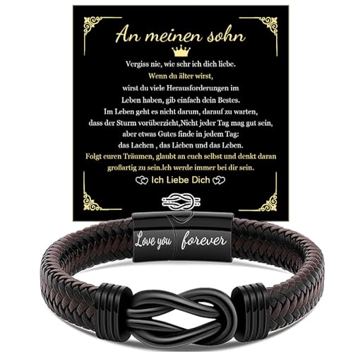 Vatertagsgeschenk Geschenk FüR MäNner Mit Gravur,Gewebtes Leder Armband Papa,Armband Mit Name MäNner Schmuck Das Beste Geschenk FüR Papa Geschenke FüR Vater Geburtstag Hochzeitstag (An meinen Sohn) von kiimiipa