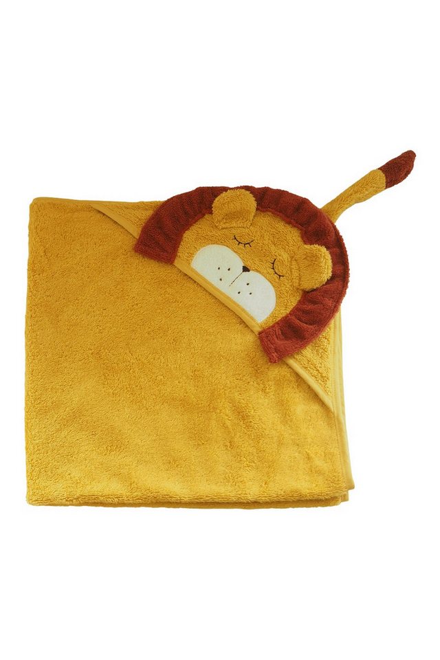 kikadu Badeponcho Kapuzen-Handtuch Löwe Mustard, kuschelig weich Bio-Baumwolle von kikadu