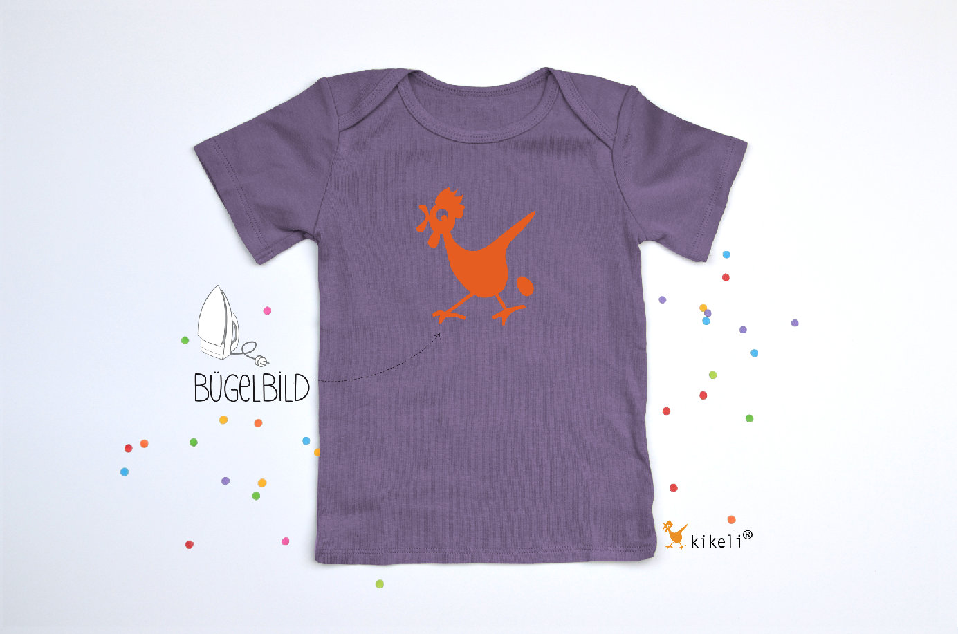 Bügelbild Huhn Kikeli - Zum Aufbügeln Auf T-Shirts Stoffapplikation Textilaufkleber Flockfolie Individuelles Diy T-Shirt von kikelishop