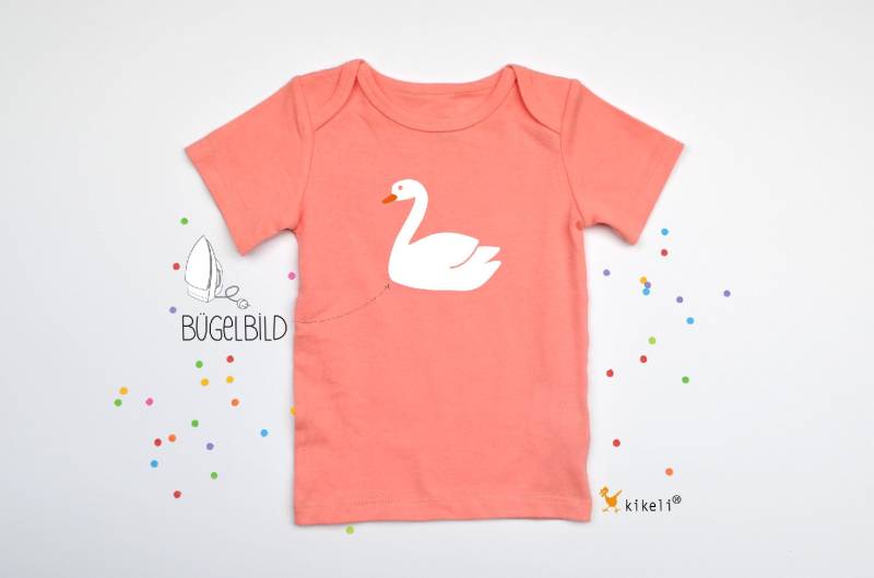 Schwan Bügelbild Aufbügler Applikation Sticker Textilaufkleber Tiermotiv Flockfolie Diy Kinder T-Shirt Individualisierbar Farbe/ Gröss von kikelishop