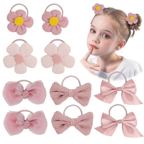Haargummi Rosa Schleife, 10 Stück Blume Kleine Haargummis haarschleifen Mädchen Niedlich Schleifen Blumen Zopfgummi Schleifenknoten Schleife Haargummi Damen Styling Haarschmuck Mädchen von kiki fancy