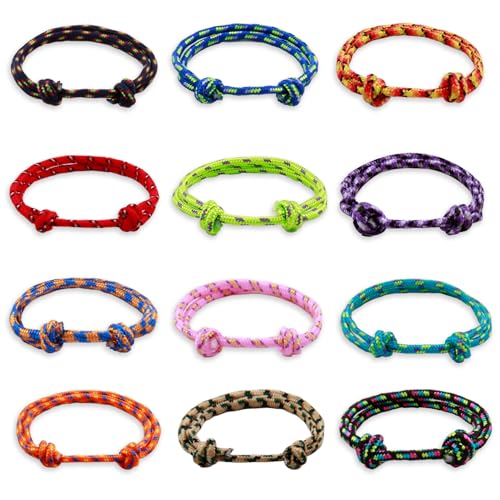 kiki fancy Surfer Armband Herren & Damen, 12 Stück Segeltau Armbänder Stoff Geflochtenes Armbande Bunt Marine Seil Schnur Nautische Surf Armband Surferarmband Herren Verstellbar Boho von kiki fancy