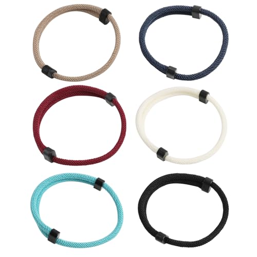 kiki fancy Surfer Armband Herren & Damen, 6 Stück Segeltau Armband Männerarmband Herrenarmband Stoff Schwarz Paracord Bunt Geflochtenes Armbänder Surferarmband Herren Verstellbar von kiki fancy