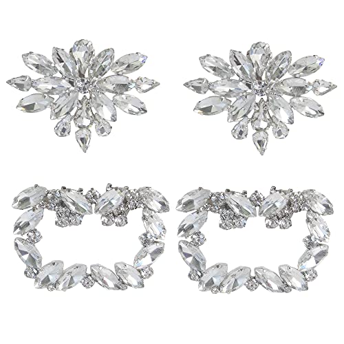 kilofly 2 Paar elegante Strass-Dekorationen, Charms, Schuh-Clips, Hochzeit, Party, silber, 1.6-2.4 Inch von kilofly