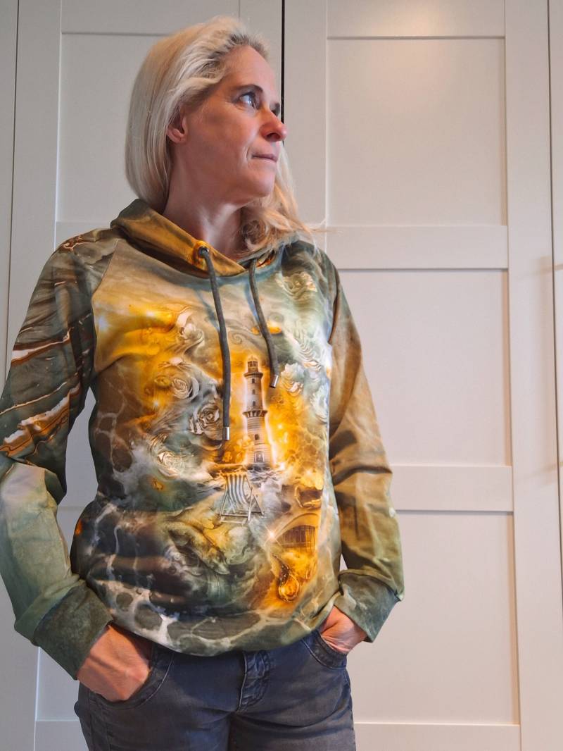 Hoodie Strand Mit Warnemünder Teepott Größe M/ Maritim Damen /Maritim Mode/Handmade - 38 von kilunikat