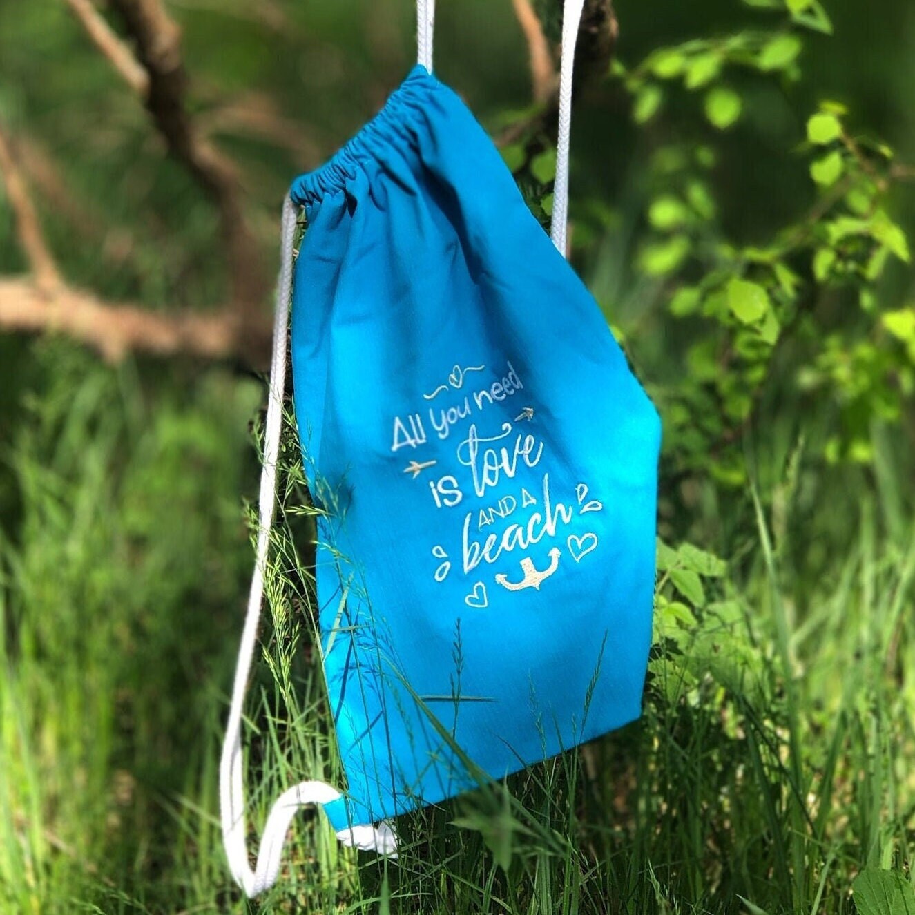Maritimer Turnbeutel // Mit Spruch Tasche Für Damen Sportbeutel Anker Blau von kilunikat