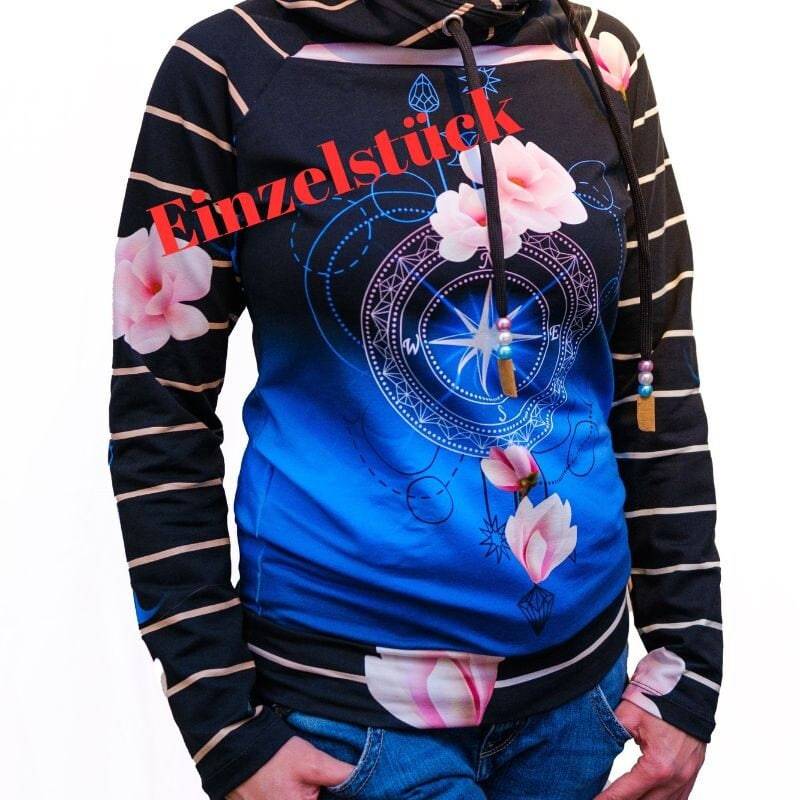 Sweatshirt Maritim Damen Gr M/ Maritimes /Sweatshirt Gestreift /Kapuzenpullover von kilunikat