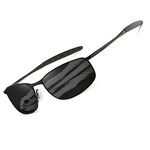 kimorn Polarisierte Sonnenbrille Herren Retro Rechteckig Rahmen Klassisch Unisex Gläser K0535 (Schwarz) von kimorn