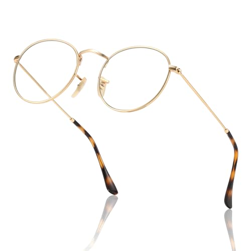 kimorn Blue Light Blocking Glasses,Anti Eyestrain & UV Protection, Round Frame Glasses for Women and Men (Glühen) von kimorn