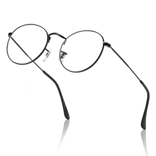 kimorn Blue Light Blocking Glasses,Anti Eyestrain & UV Protection, Round Frame Glasses for Women and Men (Silber) von kimorn