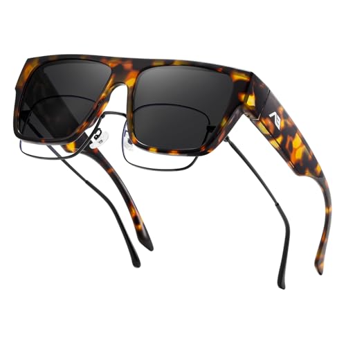 kimorn High Protection Fit Über Sonnenbrille Polarisierte übergroße UV400 für Männer und Frauen (Tofu Pudding Rahmen/graue Linse) von kimorn