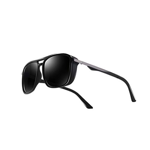 kimorn Polarisiert Sonnenbrille Für Herren Quadratischer Rahmen Unisex Outdoor Sportbrille Klassisch K0623 (Matt-Schwarz&Grau) von kimorn