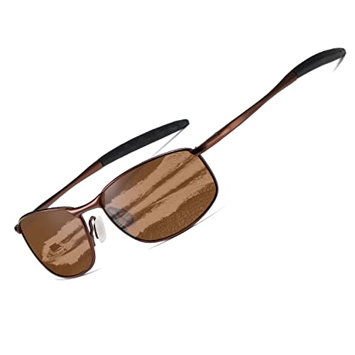 kimorn Polarisierte Sonnenbrille Herren Retro Rechteckig Rahmen Klassisch Unisex Gläser K0535 (Braun) von kimorn