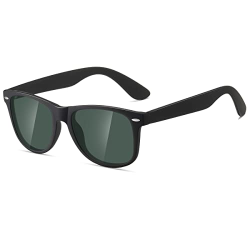 kimorn Polarisierte Sonnenbrille Klassische Unisex Horn Umrandet 80's Retro Eyewear AE0300 (Schwarz&Grün, 52) von kimorn