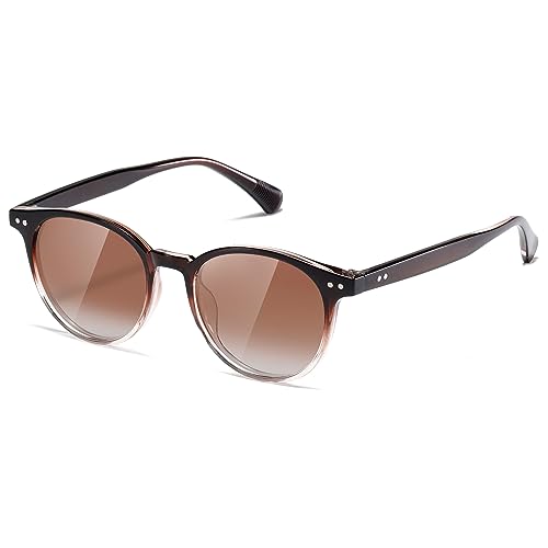 kimorn Polarisierte Sonnenbrille für damen und herren Retro Trendy Sonnenbrille 90's Vintage Runde Rahmen K1515 (Braun/Farbverlauf Braun) von kimorn