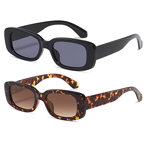 kimorn Rechteckig Sonnenbrillen für Damen Herren Trendige Retro Mode Brille 90er Vintage modisch UV 400 Schutz Quadratischer Rahmen K1200 von kimorn