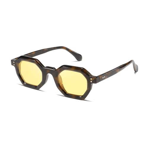 kimorn Retro Dicke Polygonal Chunky Sonnenbrille Damen Herren Trendy Retro Schatten 90's Sonnenbrille K1559 (Schildkröte/Gelb) von kimorn