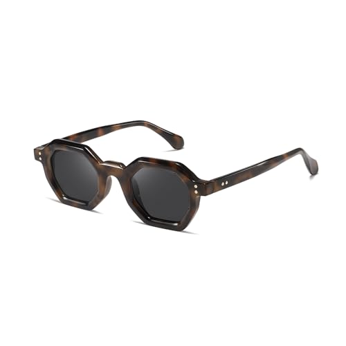 kimorn Retro Dicke Polygonal Chunky Sonnenbrille Damen Herren Trendy Retro Schatten 90's Sonnenbrille K1559 (Schildkröte/Schwarz) von kimorn