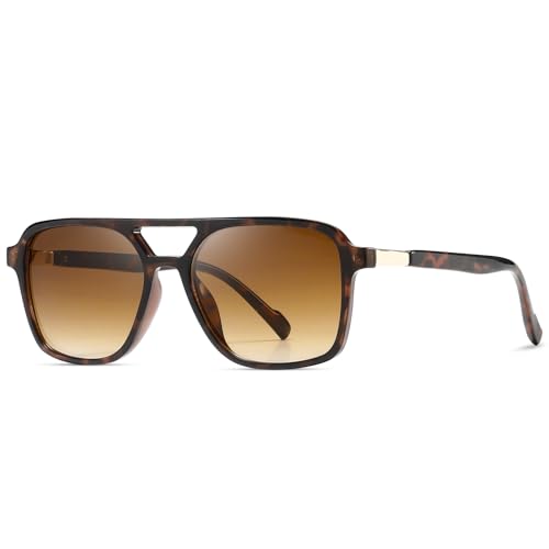 kimorn Retro Sonnenbrille für Damen Herren Trendy Retro Sonnenbrille Rechteck Rahmen Schatten K1649 (Schildkröte/Braun) von kimorn