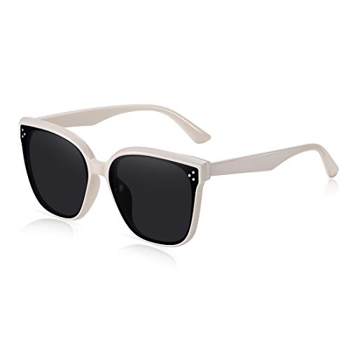 kimorn Sonnenbrille Für Frauen Übergroßer Rahmen Nylonlinse Unisex Outdoor Klassische Brille K0967 (Glänzend Nicht-gerade weiss) von kimorn