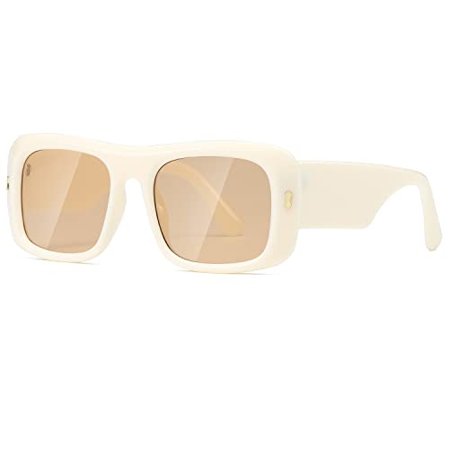 kimorn Sonnenbrille für Damen Herren Trendy Retro Mode Sonnenbrille 90er Jahre Vintage Y2K Oversize Square Frame Shades K1337 (beige/braun) von kimorn