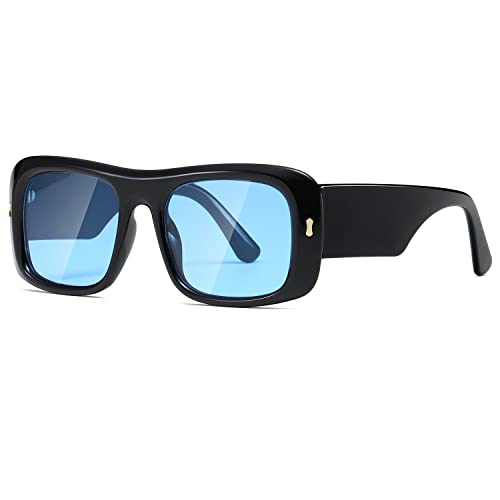 kimorn Sonnenbrille für Damen Herren Trendy Retro Mode Sonnenbrille 90er Jahre Vintage Y2K Oversize Square Frame Shades K1337 (schwarz/blau) von kimorn