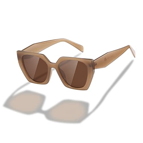 kimorn Sonnenbrille für Frauen Männer Trendy Retro Trendy Sonnenbrille 90er Jahre Vintage Y2K Oversize Square Frame Shades Sunnies K1354 (Camel Frame Braune Linse) von kimorn