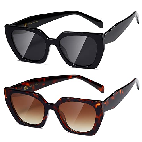 kimorn Sonnenbrille für Frauen Männer Trendy Retro Trendy Sonnenbrille 90er Jahre Vintage Y2K Oversize Square Frame Shades Sunnies K1354 (Schwarz+Tortoiseshell Frame Gradient Brown Linse) von kimorn