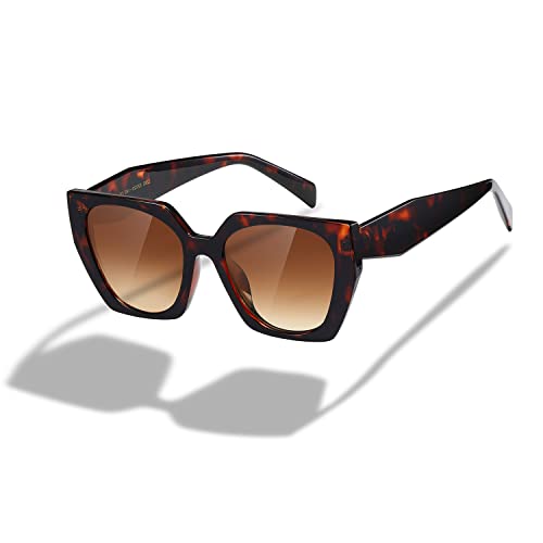 kimorn Sonnenbrille für Frauen Männer Trendy Retro Trendy Sonnenbrille 90er Jahre Vintage Y2K Oversize Square Frame Shades Sunnies K1354 (Tortoiseshell Frame Gradient Brown Linse) von kimorn