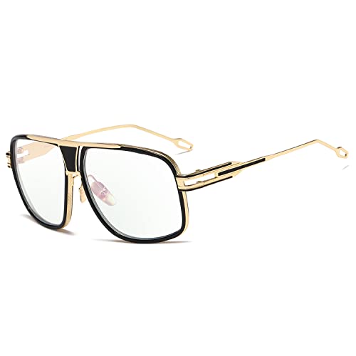 kimorn Sonnenbrille für Herren Retro Goggle Metallrahmen Classic Eyewear AE0336 (Gold/Blaulichtblockierung, 62) von kimorn