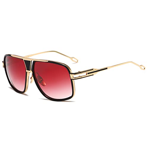 kimorn Sonnenbrille für Herren Retro Goggle Metallrahmen Classic Eyewear AE0336 (Gold/Farbverlauf Rosa, 62) von kimorn