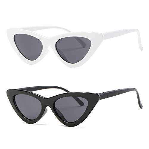 kimorn Sonnenbrillen für Damen Metallscharniere Clout Goggles Sonne Gläser K0566 (2 Pack/Schwarz+Weiß) von kimorn