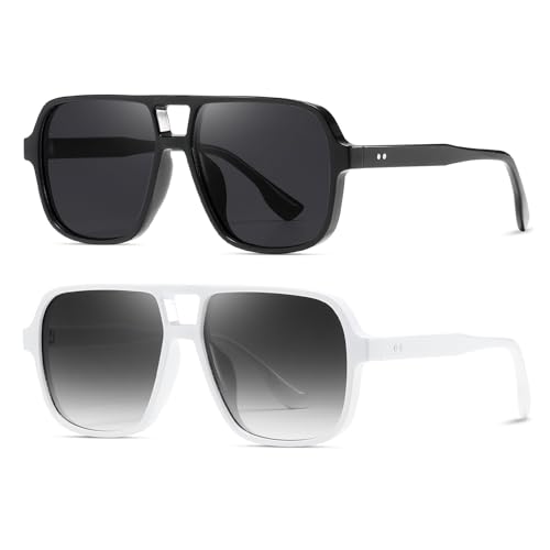 kimorn Sunglasses Womens Men Trendy Retro Sun Glasses Oversize Square Frame Shades K1650 (Schwarz + Weiß) von kimorn