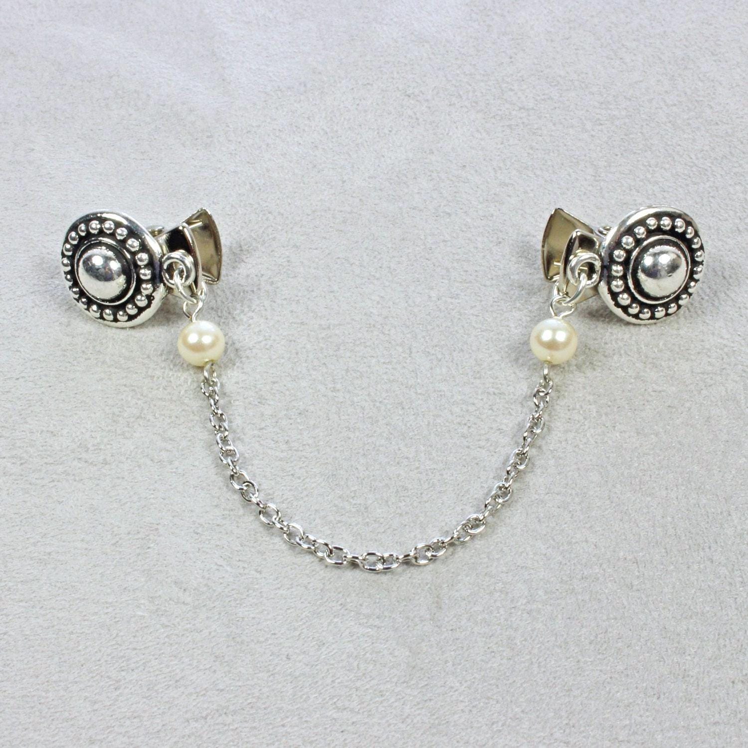 Silberkette Mit Weissen Perlen Sweater Clip Silberkette Mit Weissen Perlen Sweater Clip von kimsbling
