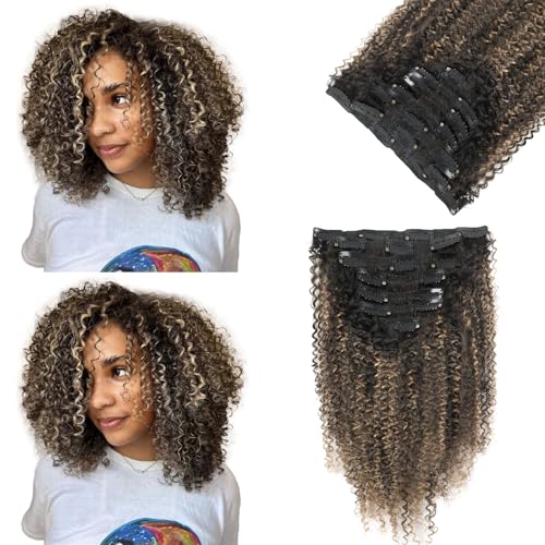 KIMSMTED Afro-Haarverlängerung, Remy-Echthaar, zum Anklipsen, lockig, Afro-Haarverlängerung, gelockt, für afrikanische Frauen, natürliches Schwarz bis Schokoladenbraun, Doppelschuss KIMSMTED Afro-Haarverlängerung, Remy-Echthaar, zum Anklipsen, lockig, Afro-Haarverlängerung, gelockt, für afrikanische Frauen, natürliches Schwarz bis Schokoladenbraun, Doppelschuss von kimsmted