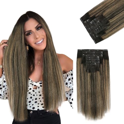 KIMSMTED Yaki Haarverlängerungen aus Echthaar, zum Anklipsen, glatt, 40,6 cm, Yaki-Haarverlängerung für schwarze Frauen, natürliches Schwarz bis Erdbeerblond, Doppelschuss, Remy-Haarverlängerung, 120 KIMSMTED Yaki Haarverlängerungen aus Echthaar, zum Anklipsen, glatt, 40,6 cm, Yaki-Haarverlängerung für schwarze Frauen, natürliches Schwarz bis Erdbeerblond, Doppelschuss, Remy-Haarverlängerung, 120 von kimsmted