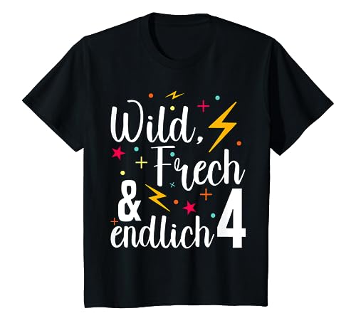 Kinder Wild Frech endlich 4 - Junge Mädchen 4. Geburtstag T-Shirt Kinder Wild Frech endlich 4 - Junge Mädchen 4. Geburtstag T-Shirt von kindergeburtstag Geschenk geburtstagskind