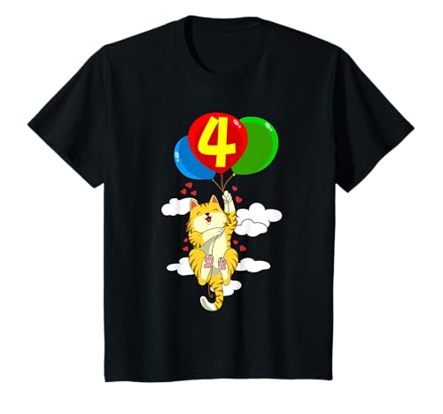Katze 4. Geburtstag Mädchen Jungen kätzchen 4 Jahre T-Shirt Katze 4. Geburtstag Mädchen Jungen kätzchen 4 Jahre T-Shirt von kindergeburtstag katze Geschenk