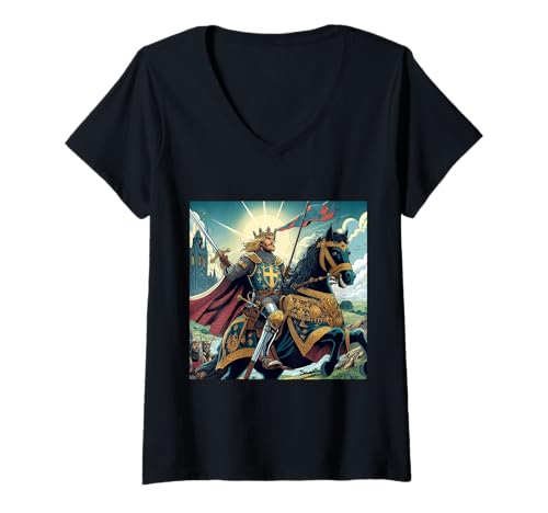 Damen König Arthur T-Shirt mit V-Ausschnitt von king arthur