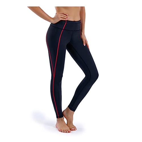 king sun exercise Damen Surfen Leggings Schwimmen Sport Strumpfhose UPF 50+ Yoga Hose Surfhose Schwimmend, red line, M von K KING SUN exercise